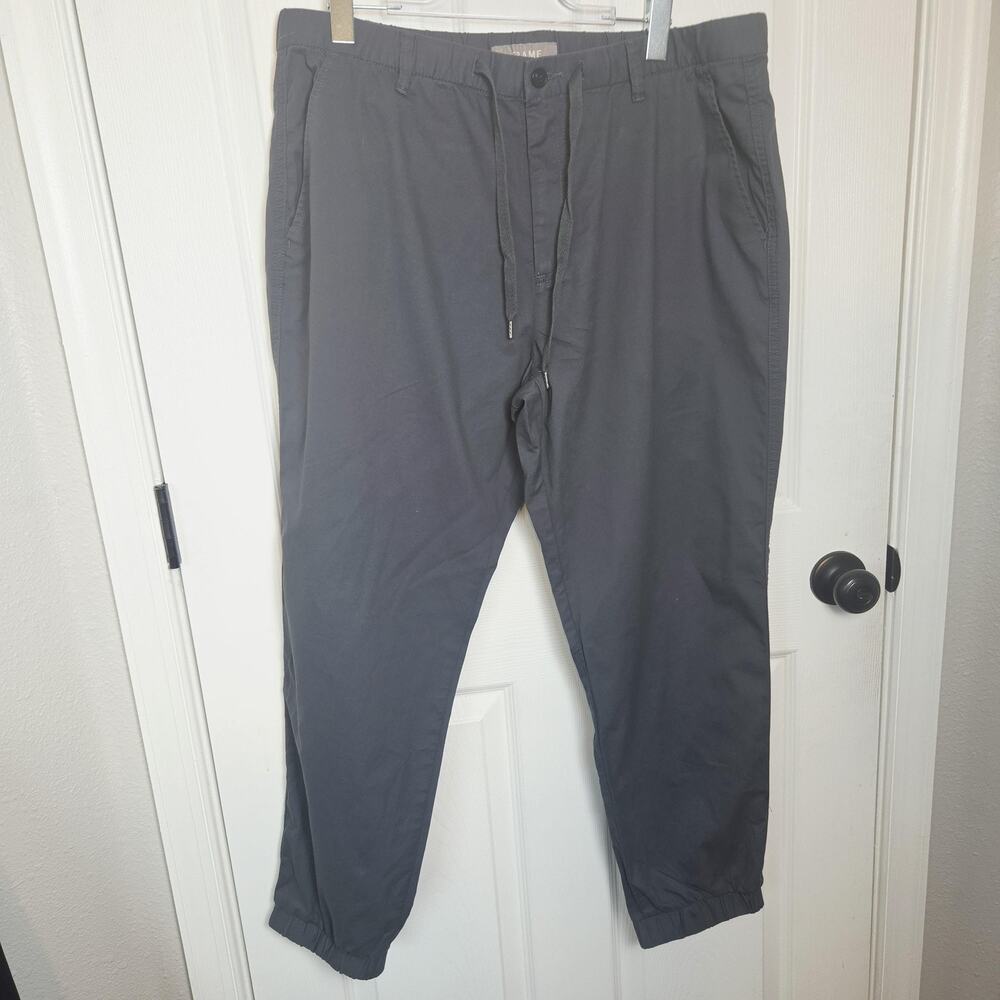 A-Frame Pants Mens XL Gray Jogger Elastic Waist Cotton Twill Stretch Drawstring